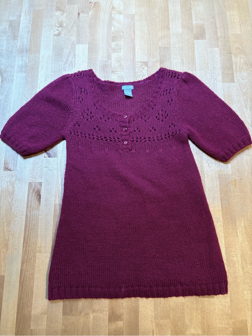 Delia’s Women's Knit Short-Sleeve Sweater Tunic Berry Y2K Vintage Medium